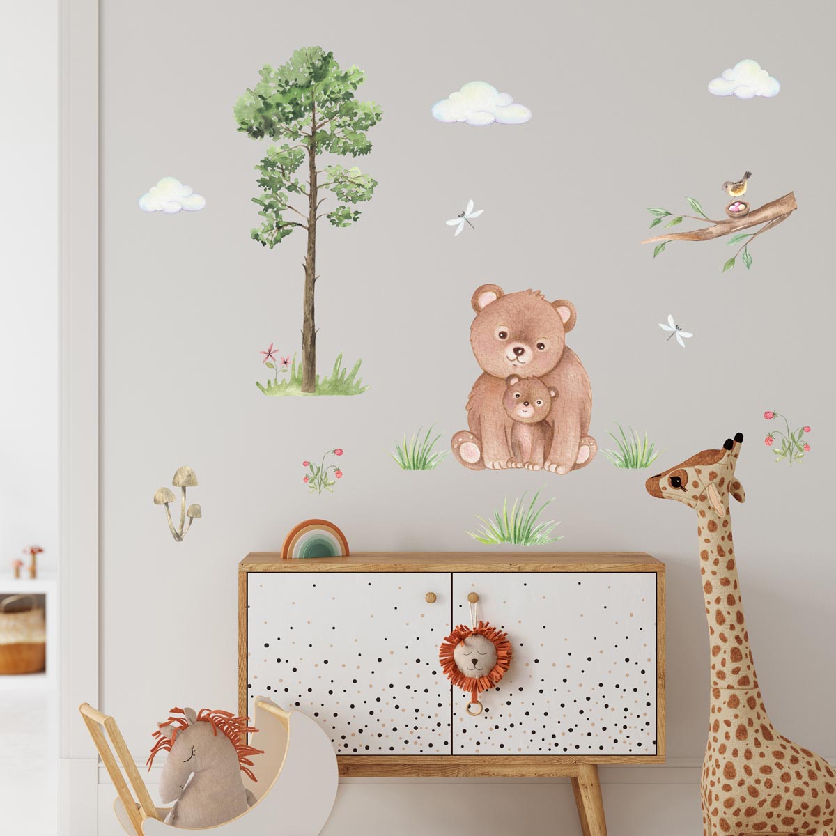 Bear wall stickers for kids room. Tree.