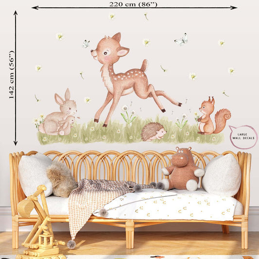 Deer, forest animals - large wall stickers boy's room.