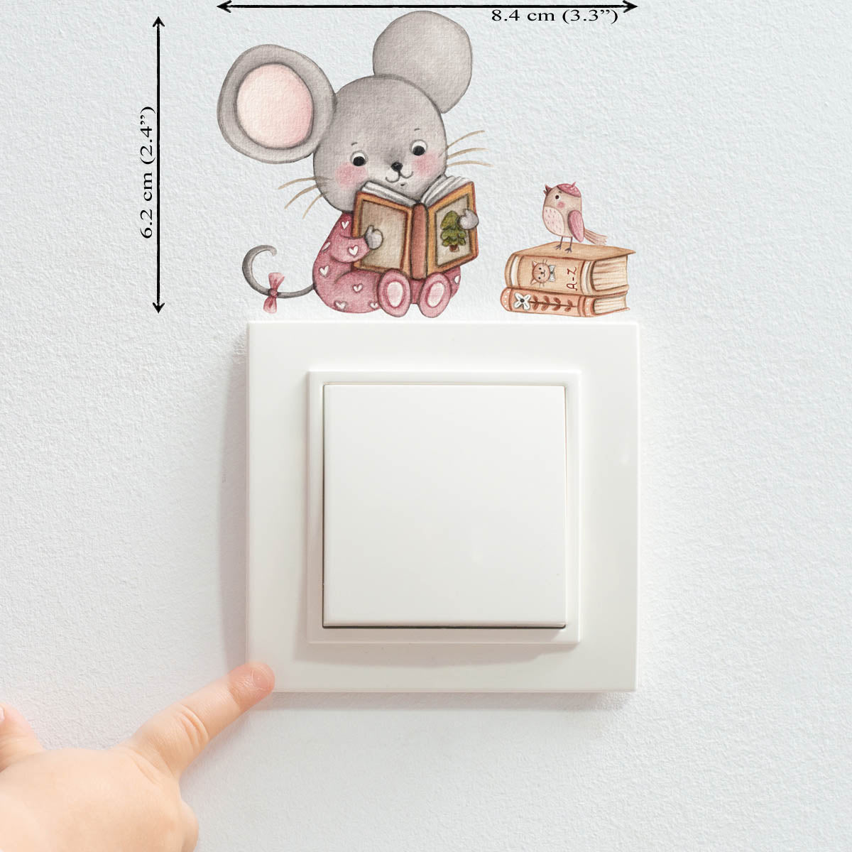 Light switch mouse wall decal. Baby room wall sticker.