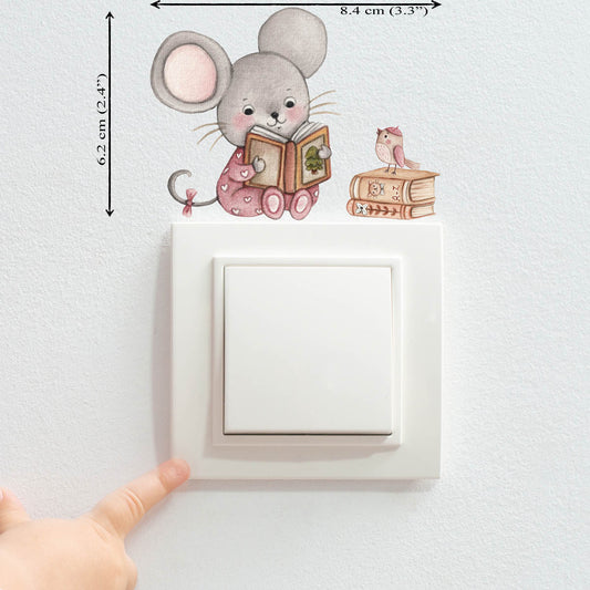 Light switch mouse wall decal. Baby room wall sticker.