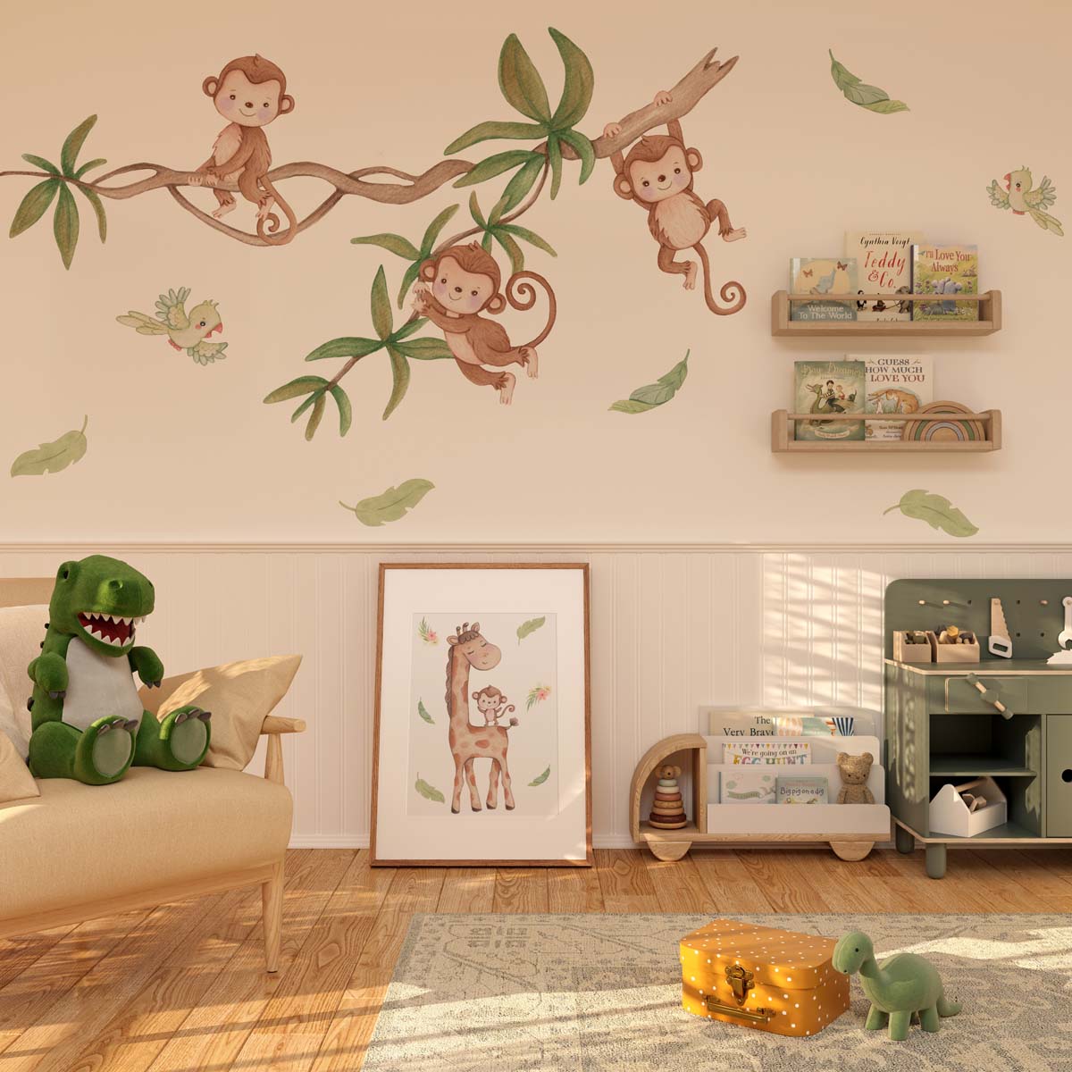 Monkey on liana - wall decals for kids room.
