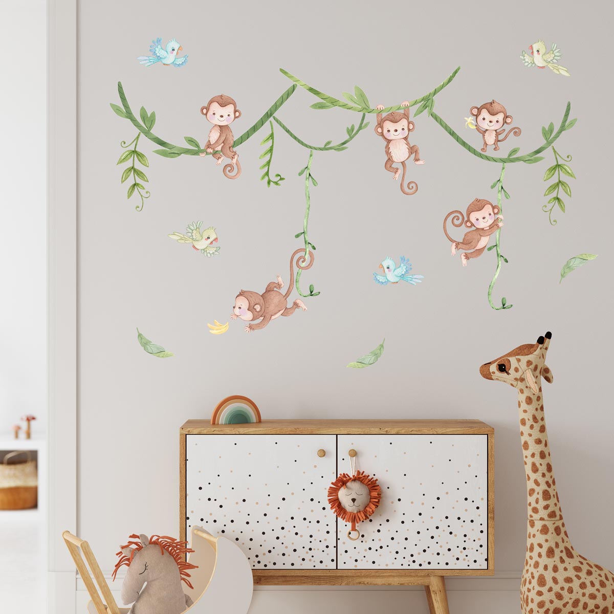 Monkeys jungle wall decals for kids room.