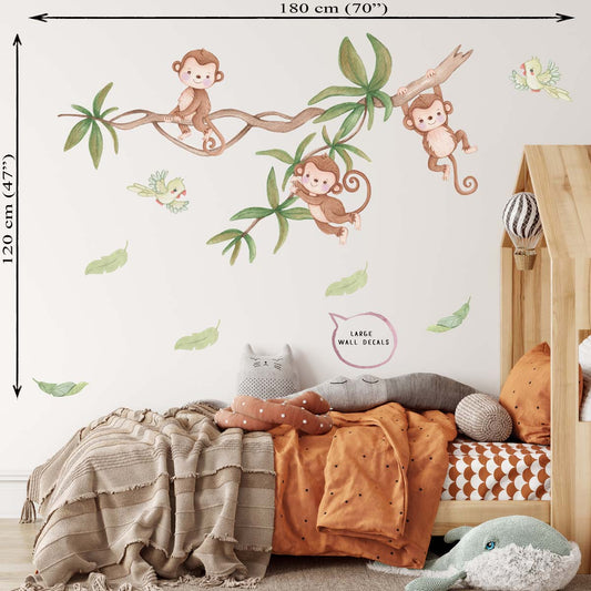 Monkeys wall stickers for boys room. Jungle.