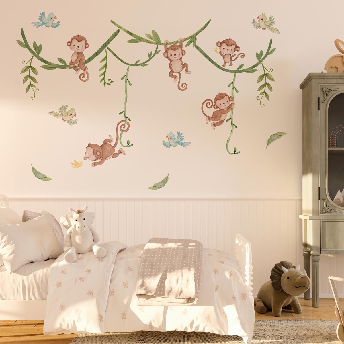 Monkeys wall stickers for girl room. Jungle.
