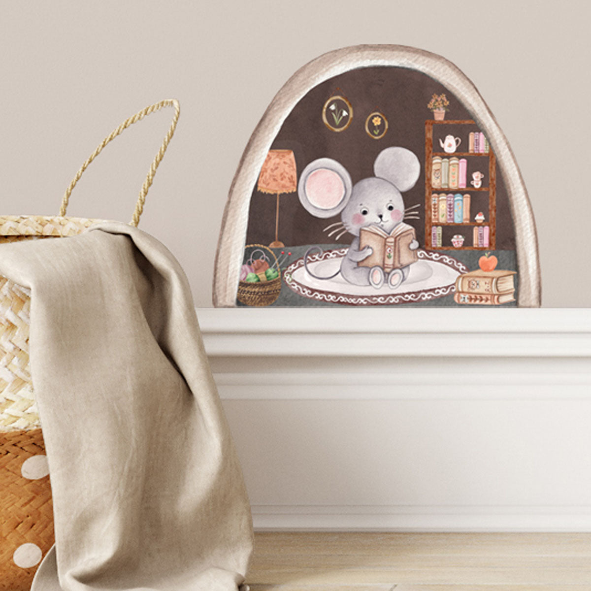 Mouse hole small wall decal. Baby room wall decor.