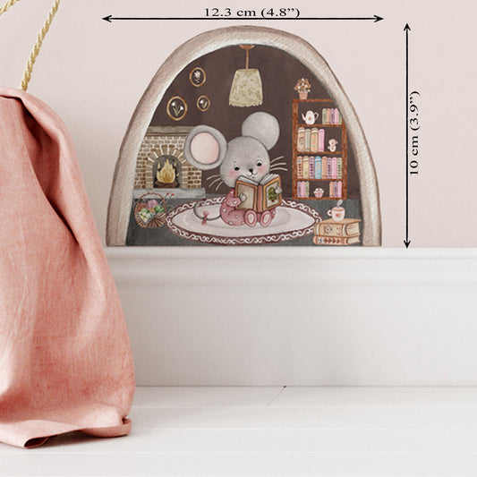 Mouse hole wall sticker. Child room wall decor.