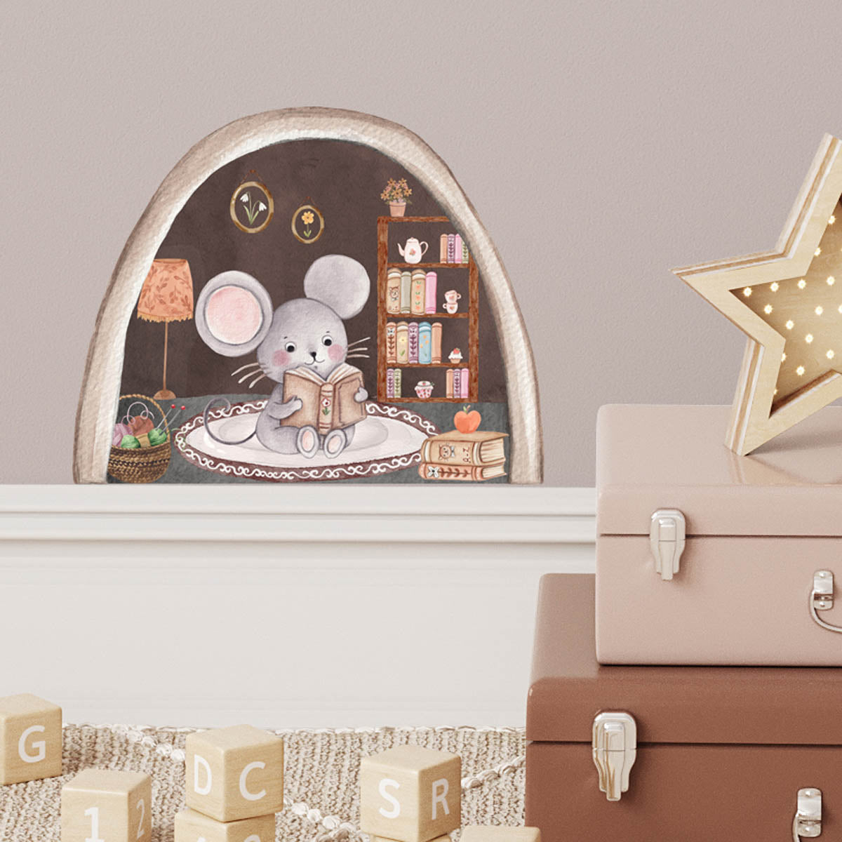 Mouse hole wall sticker. Kids room wall decoration.