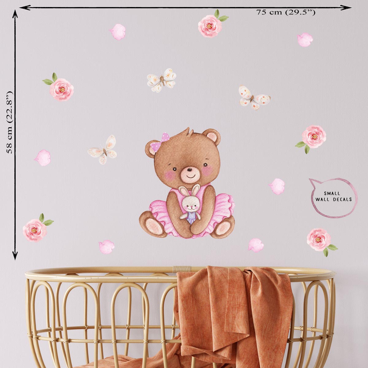 Nursery small wall decals baby room. Flowers, roses.
