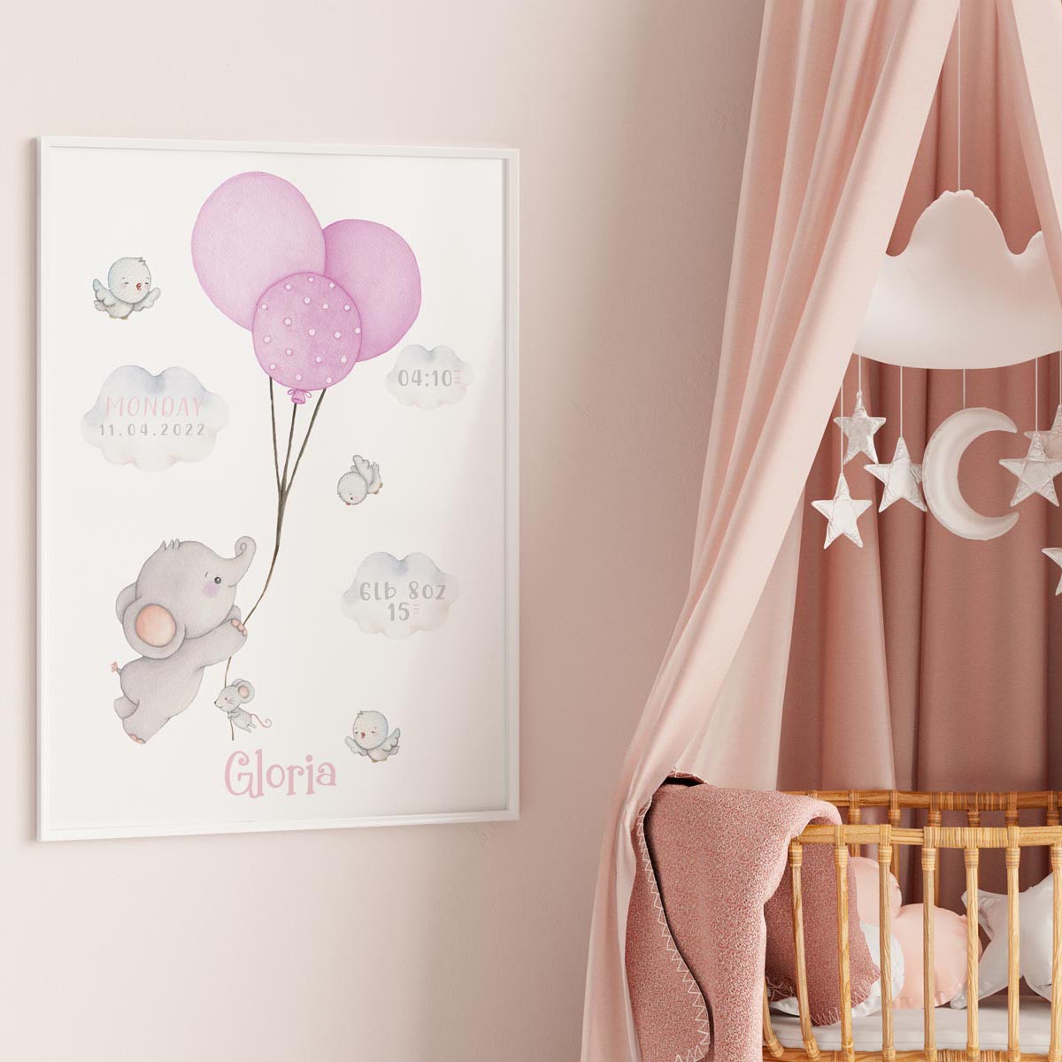 New Baby Girl Birth Stats Prints