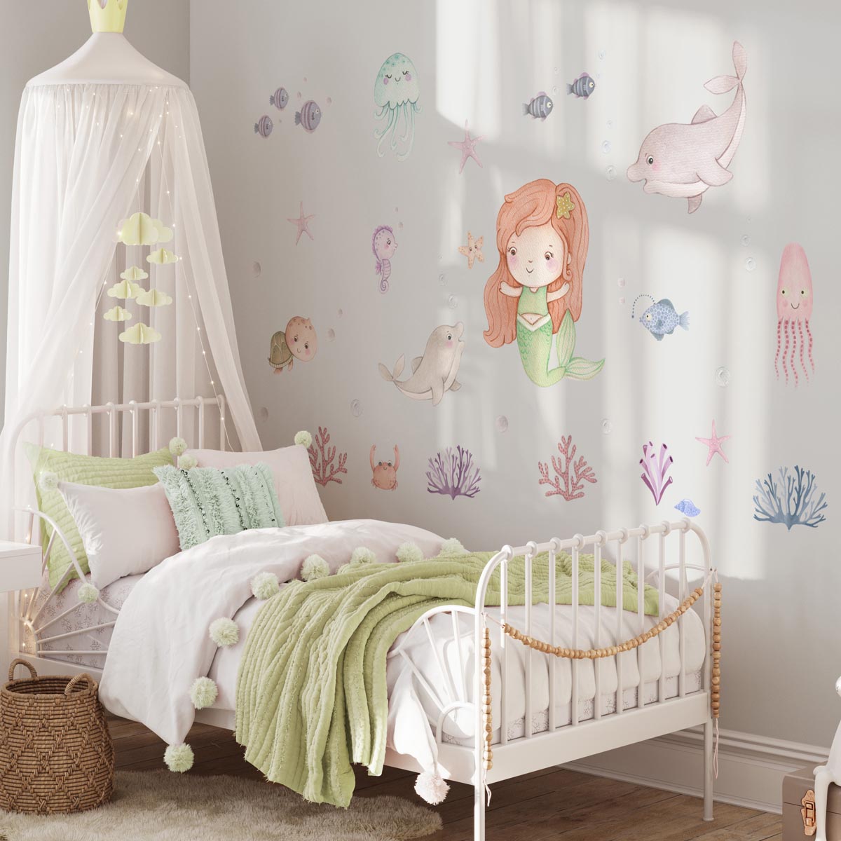 Dolphins. Underwater creatures - wall stickers. Baby room.