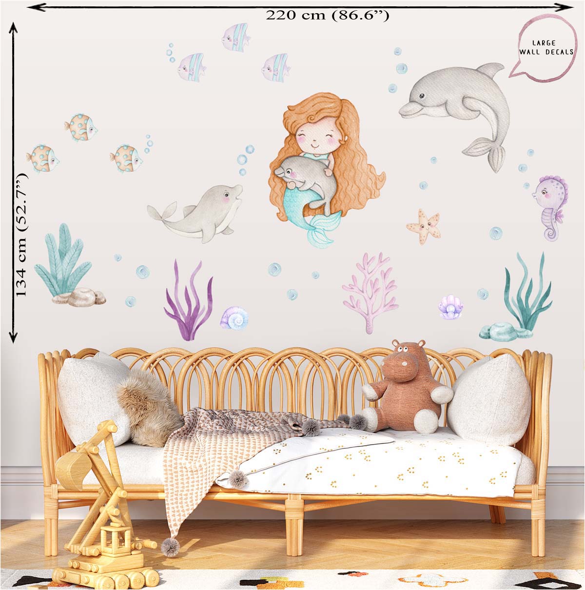 Dolphins, underwater world - wall stickers. Kid's bedroom.