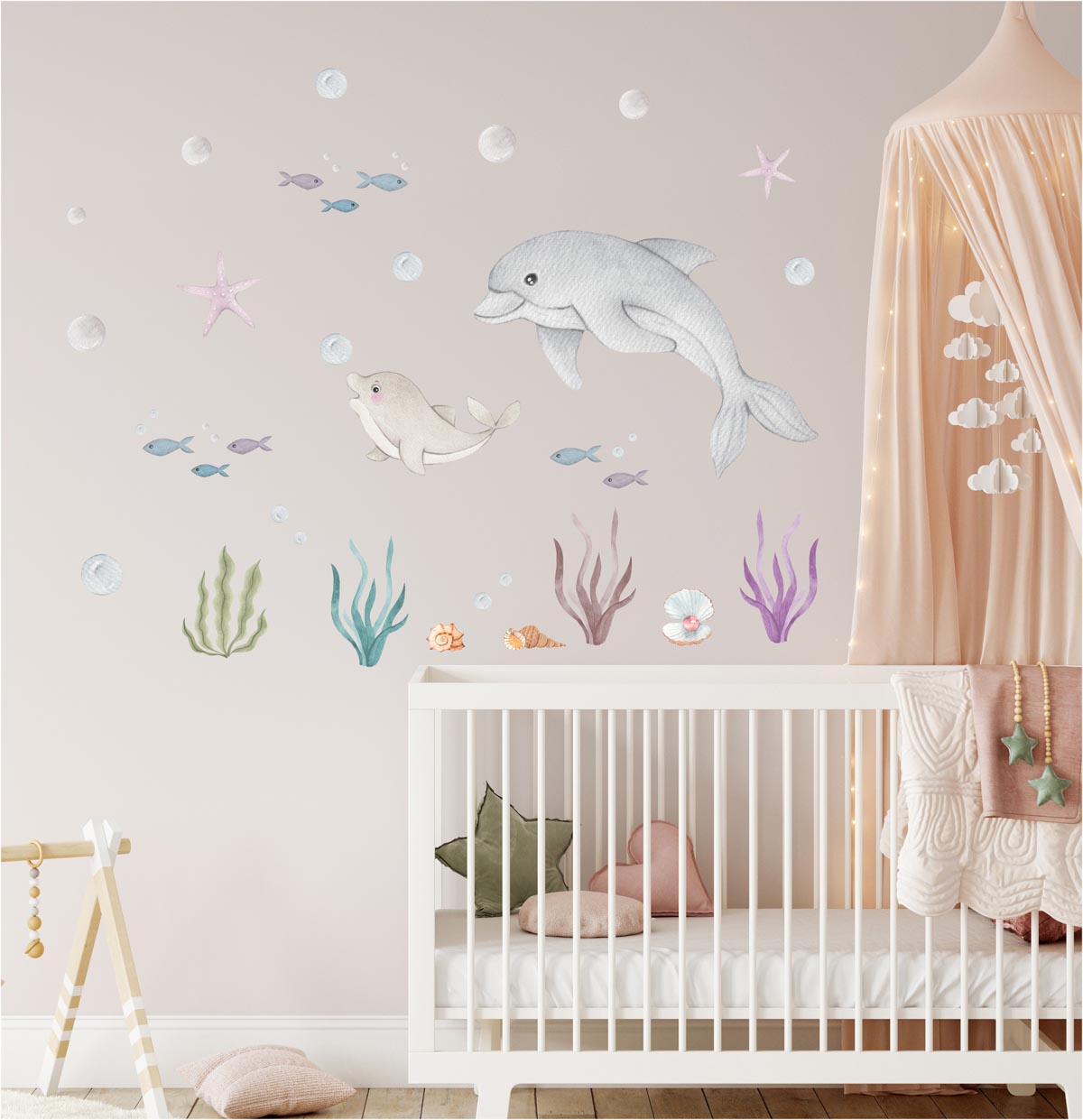 Dolphins - wall decals. Baby room. Sea and ocean.