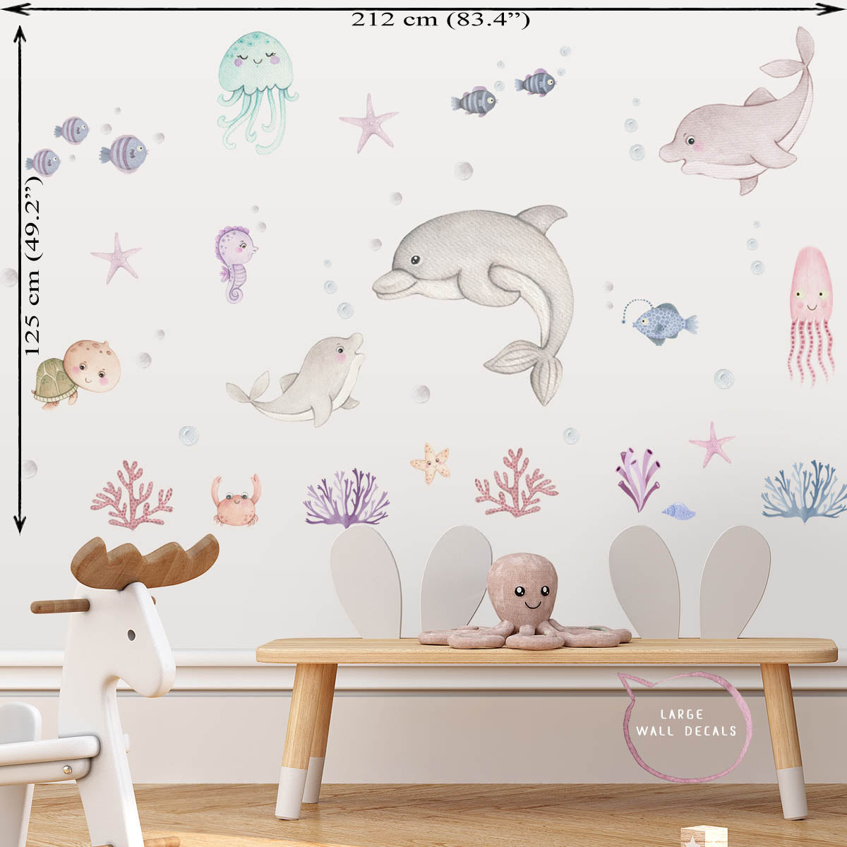 Dolphins - wall decals for baby room. Ocean and sea.