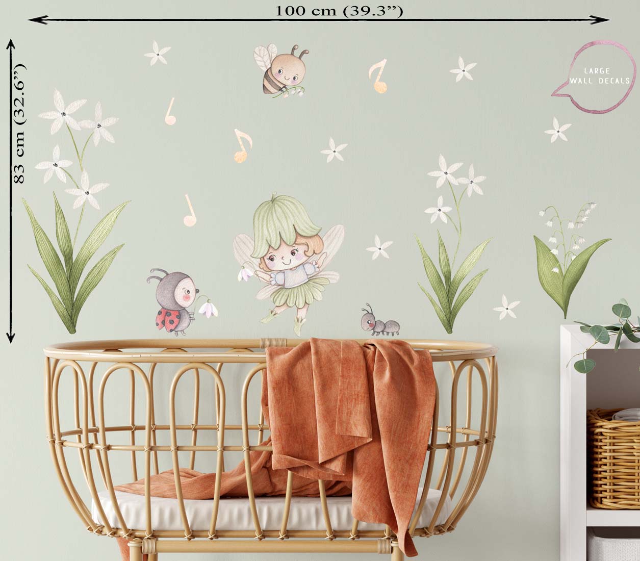 Flower fairy - small wall stickers. Kids room.