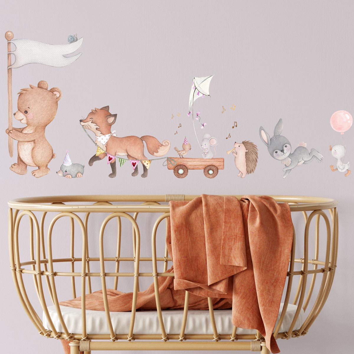 Forest animals small wall decals. Bear. Baby room.