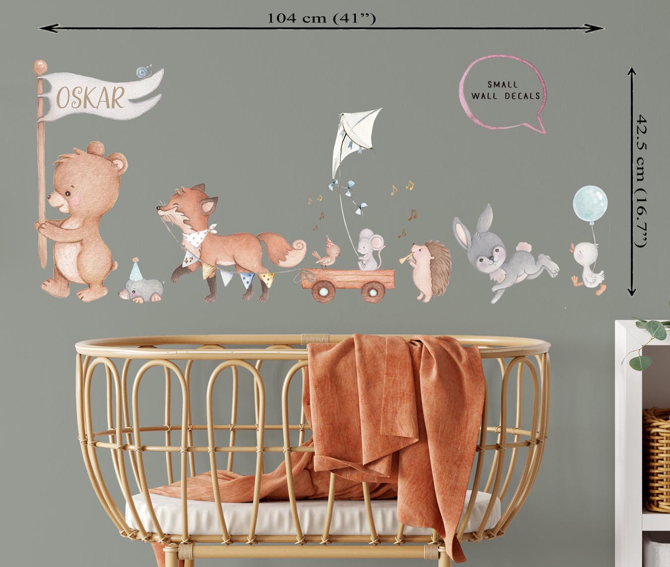 Forest animals small wall stickers. Bear. Baby room.