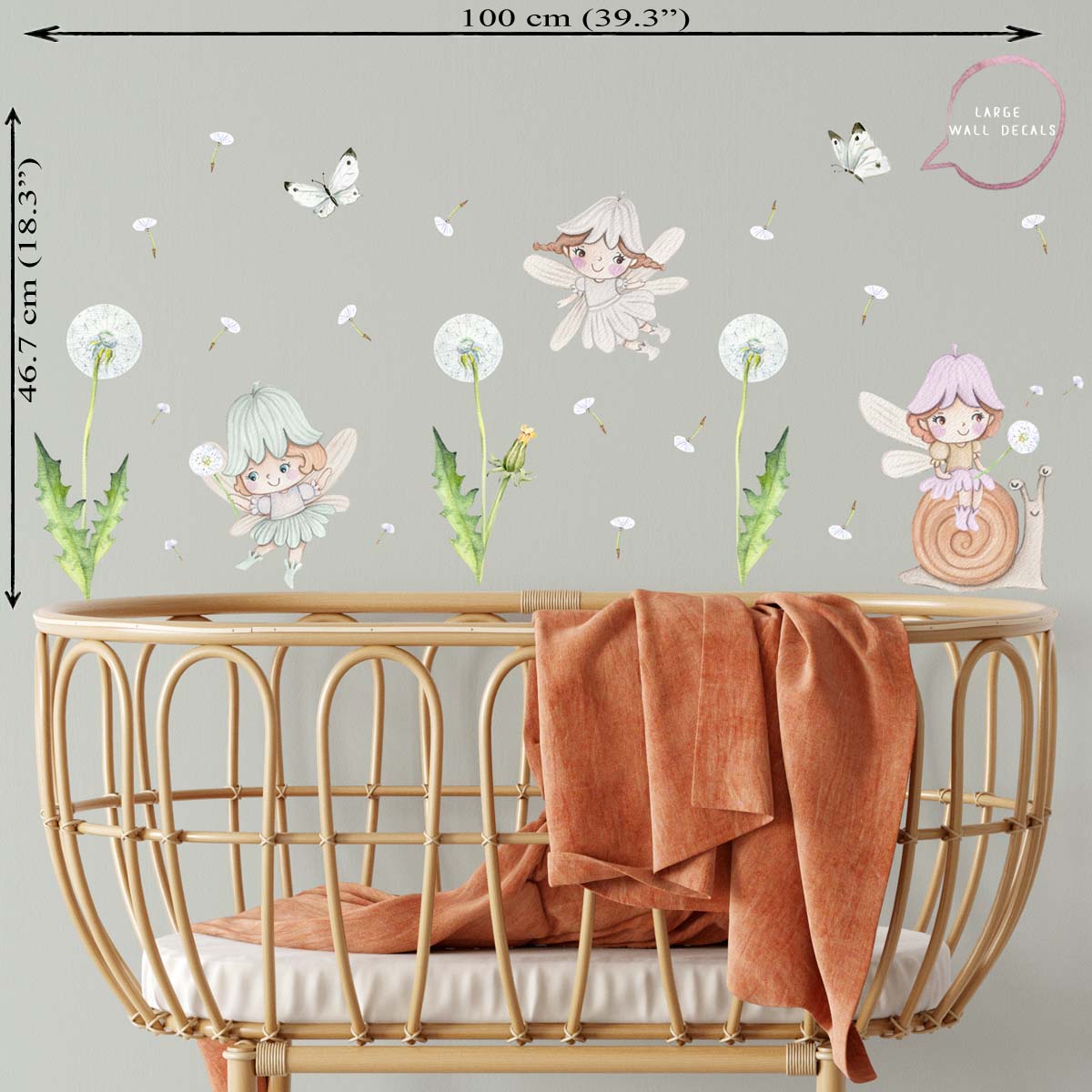 Garden fairies - small wall stickers. Girl kids room.