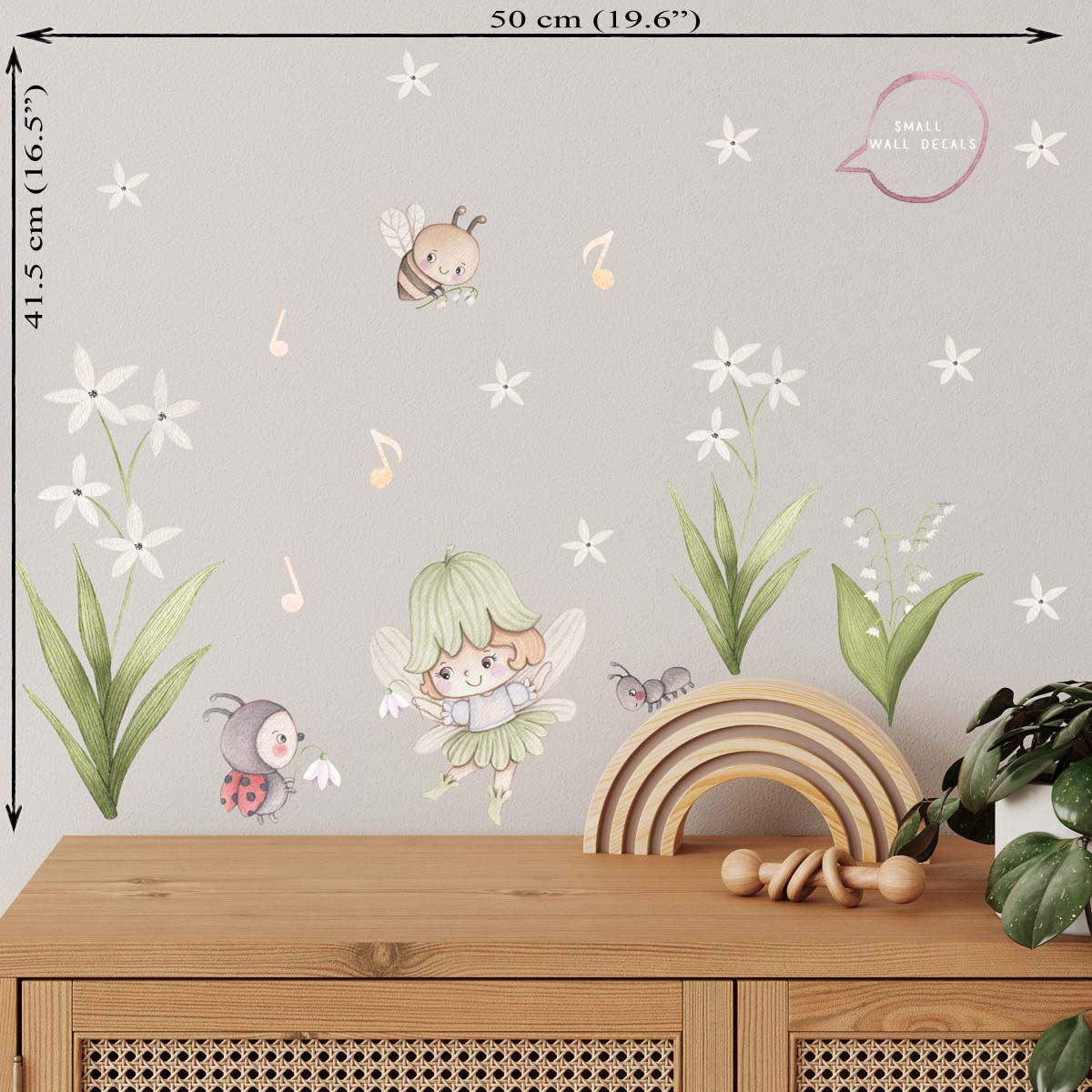 Garden fairy, meadow  - wall decals. Baby girl room.