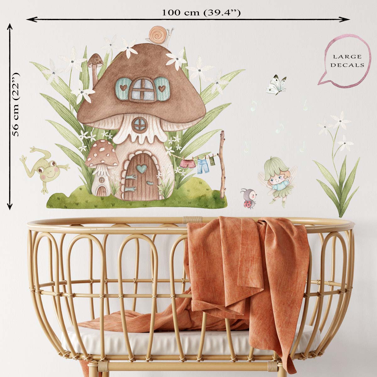 Garden fairy, mushroom house - wall stickers. Girls room.