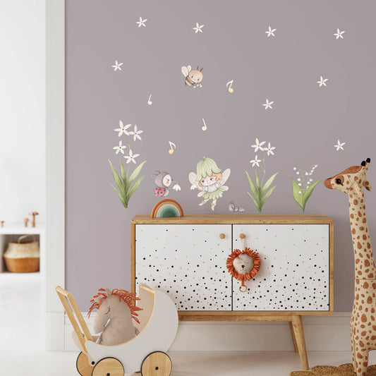 Garden fairy  - wall stickers. Girls room. Bee.