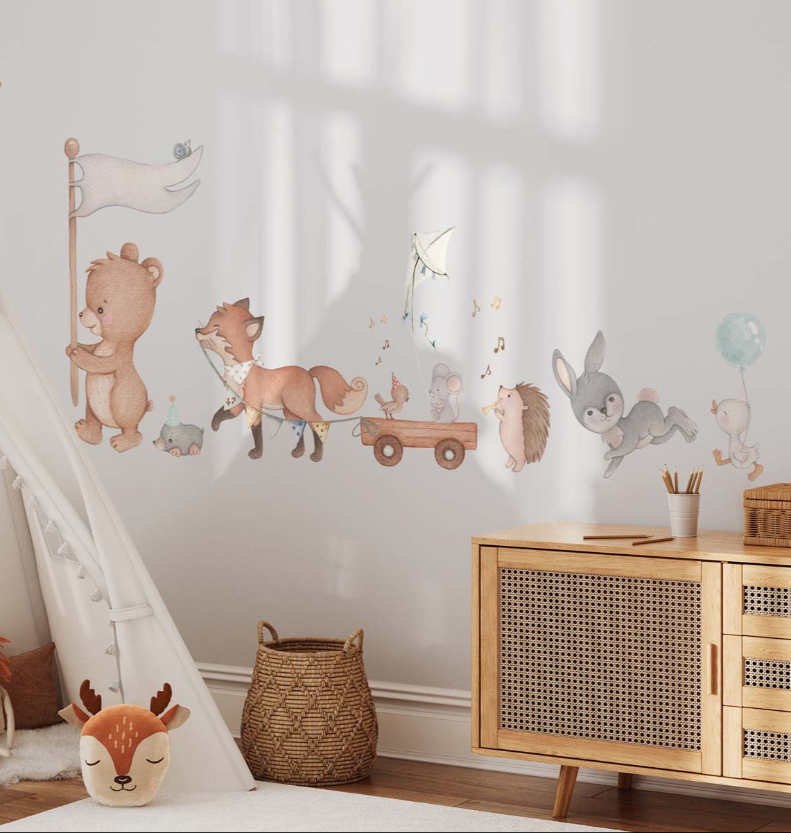 Hedgehog. Forest animals wall stickers. Kid's room.