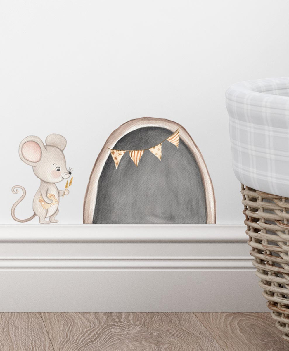 Little mouse hole wall sticker. Baby room wall decor.