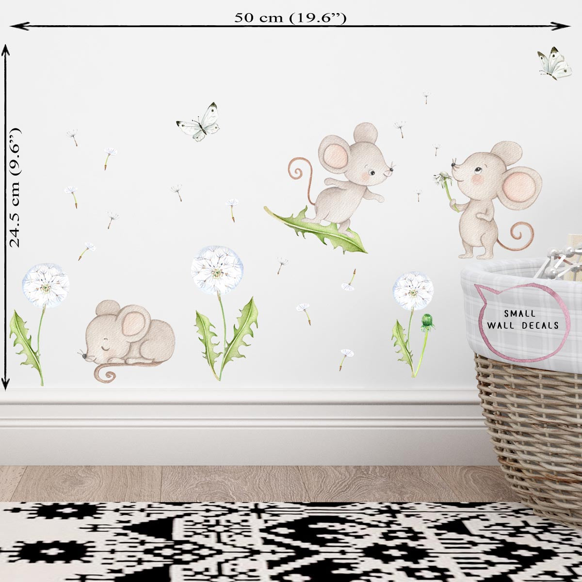 Mice small wall decals. Kids room mous wall decoration.