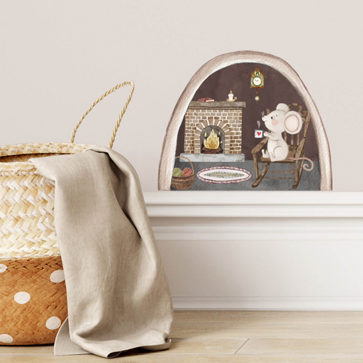 Mouse hole small wall decal. Baby room wall decoration.