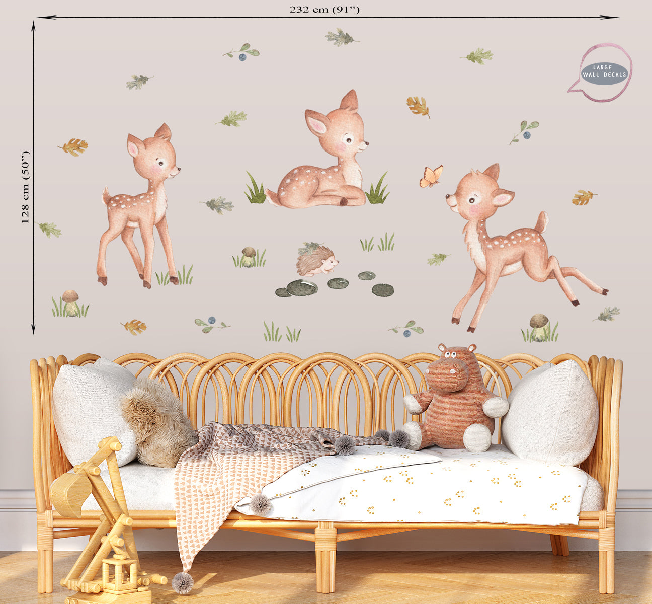 Three deer - forest animals. Big wall decals for boy's room.