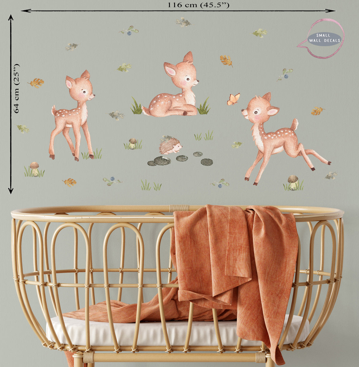 Woodland animals. Small wall decals for baby's room.